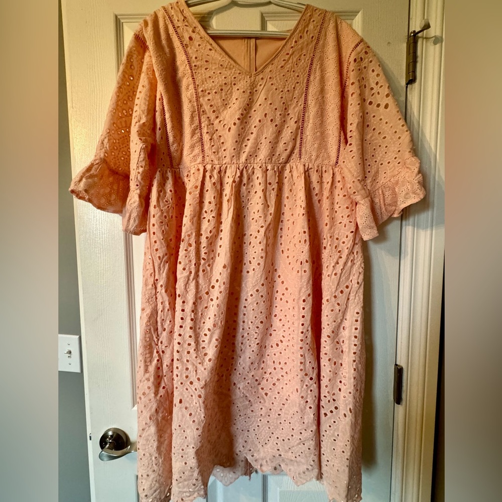 Peach eyelet dress